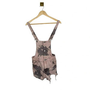 PacSun Women’s Tie Dye Denim Short Overalls in Pink/Black Size 26